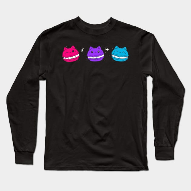 Androgynous Pride Flag Lgbtqia Cute Cat Kawaii Macaron Long Sleeve T-Shirt by Graphic Monster